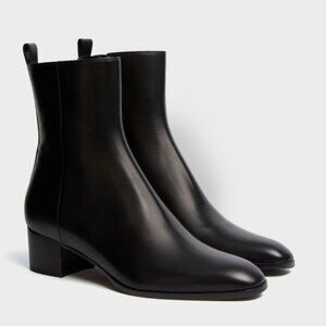 New Black Calf Leather & Black Gros-Grain L'Irrequieta Boots - Size US 9; EUR 39